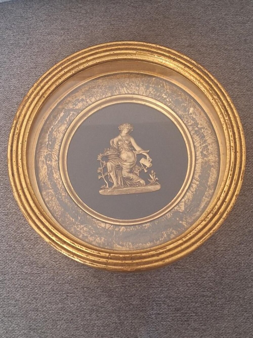 Vintage Antique Gold Leaf Ornate Framed Artwork with Glass
